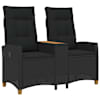 vidaXL Reguleeritav pink koos lauaga 2 -Seater 126 x 65 x 112 cm Must