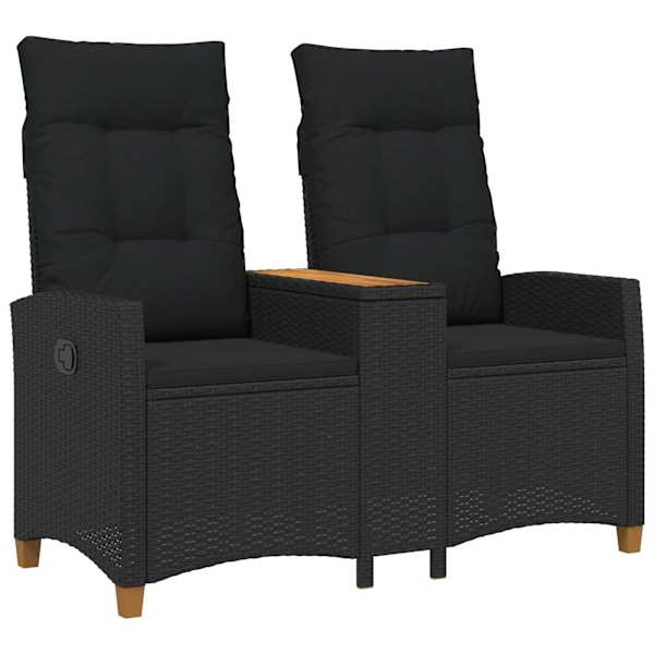 vidaXL Reguleeritav pink koos lauaga 2 -Seater 126 x 65 x 112 cm Must