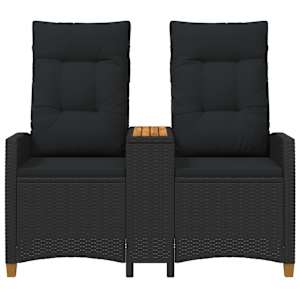 Skládací lavice se stolem Černá 126 x 65 x 112 cm polyratan - obrázek 4