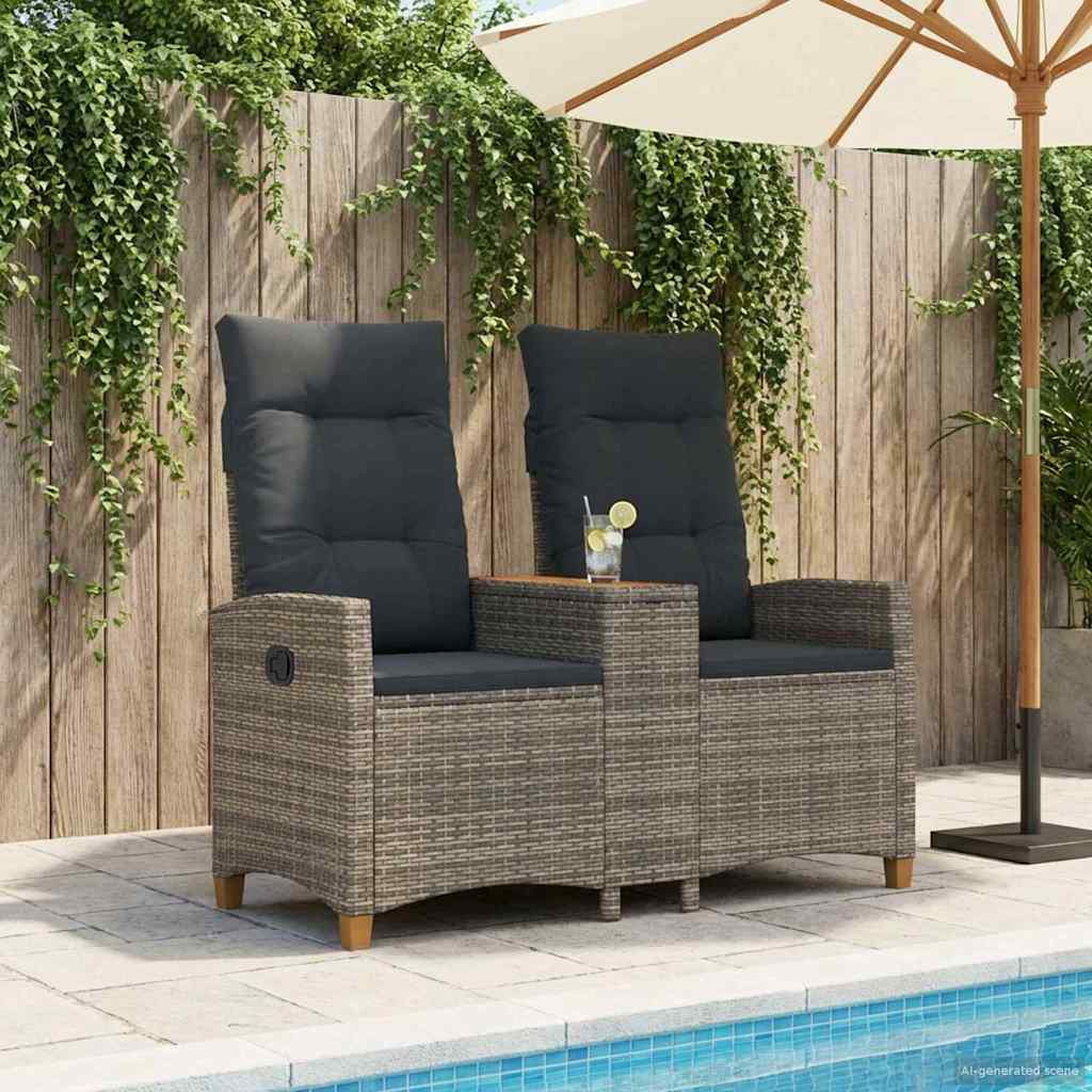 vidaXL Reclining Bench med Bord 2 -Seater 126 x 65 x 112 cm polyrattan