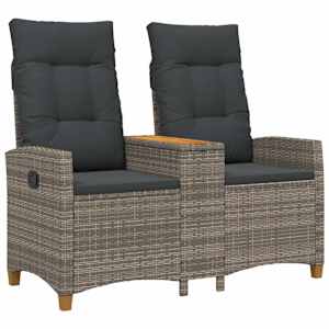 vidaXL Reguleeritav pink koos lauaga 2 -Seater 126 x 65 x 112 cm