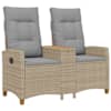 vidaXL Reguleeritav pink koos lauaga 2 -Seater 126 x 65 x 112 cm
