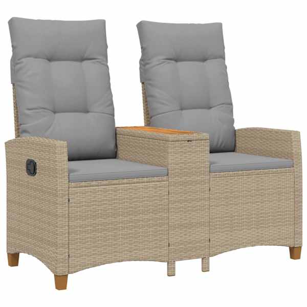 vidaXL Reguleeritav pink koos lauaga 2 -Seater 126 x 65 x 112 cm