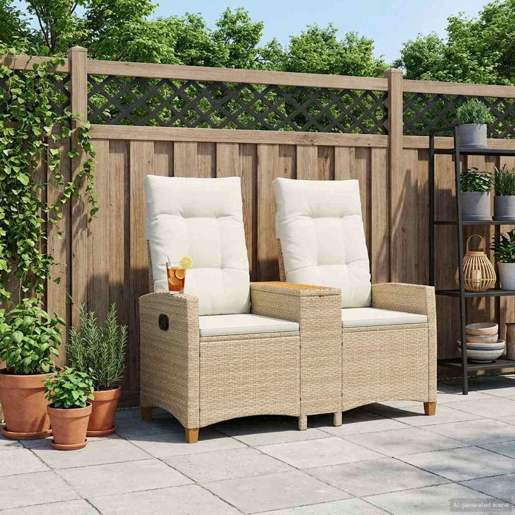 Ρυθμιζόμενος Πάγκος με Τραπέζι Μπεζ και Κρέμ 126 x 65 x 112 εκ.