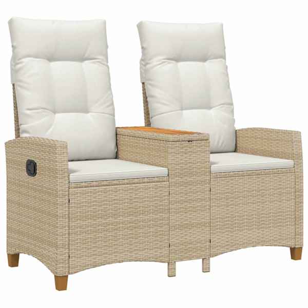 vidaXL Reguleeritav pink koos lauaga 2 -Seater 126 x 65 x 112 cm