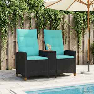 Zložljiva klop s tabelo Črna in turkizna 126 x 65 x 112 cm