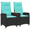 vidaXL Reguleeritav pink koos lauaga 2 -Seater 126 x 65 x 112 cm
