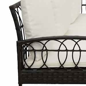 Sada zahradních pohovek 2 pcs Černá a krémová Poly Rattan Ocel - obrázek 8