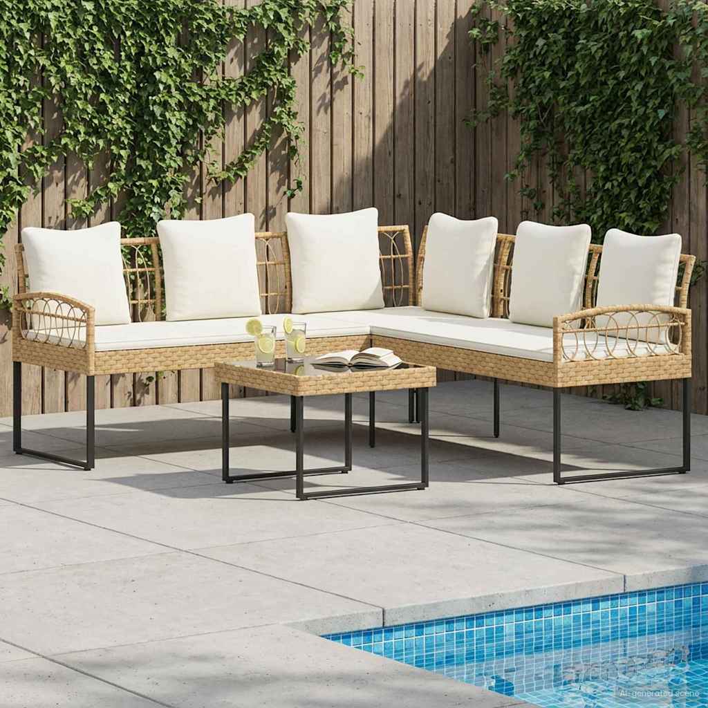 vidaXL Gartensofa-set mit Kissen 2 pcs Natur Poly Rattan Stahl