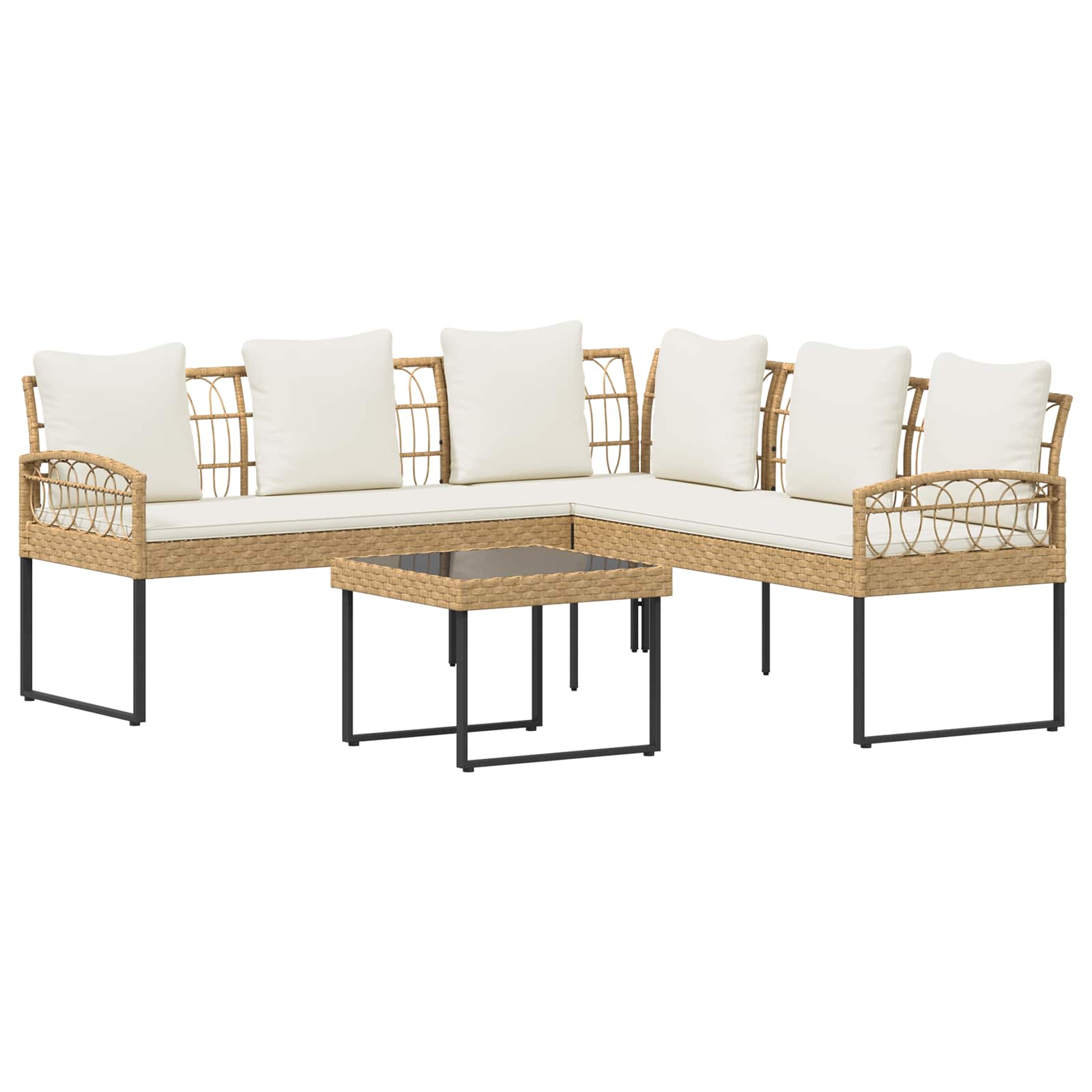 Thumbnail - vidaXL Gartensofa-set mit Kissen 2 pcs Natur Poly Rattan Stahl