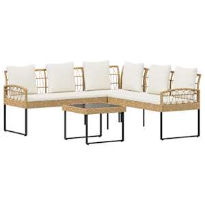 Sada zahradních pohovek 2 pcs Přírodní Poly Rattan Ocel - obrázek 2