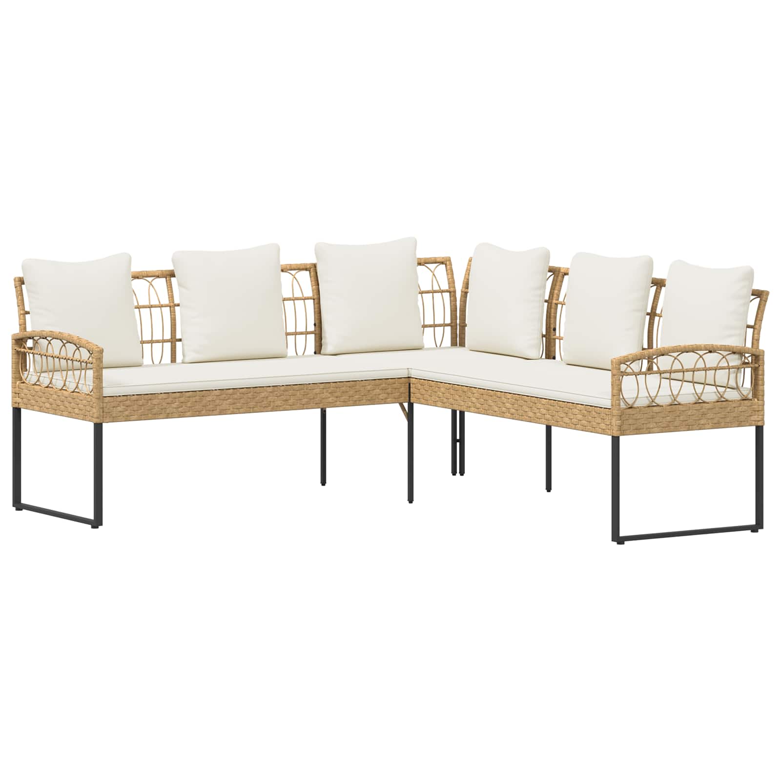 Thumbnail - vidaXL Gartensofa-set mit Kissen 2 pcs Natur Poly Rattan Stahl