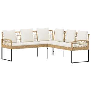 Sada zahradních pohovek 2 pcs Přírodní Poly Rattan Ocel - obrázek 3
