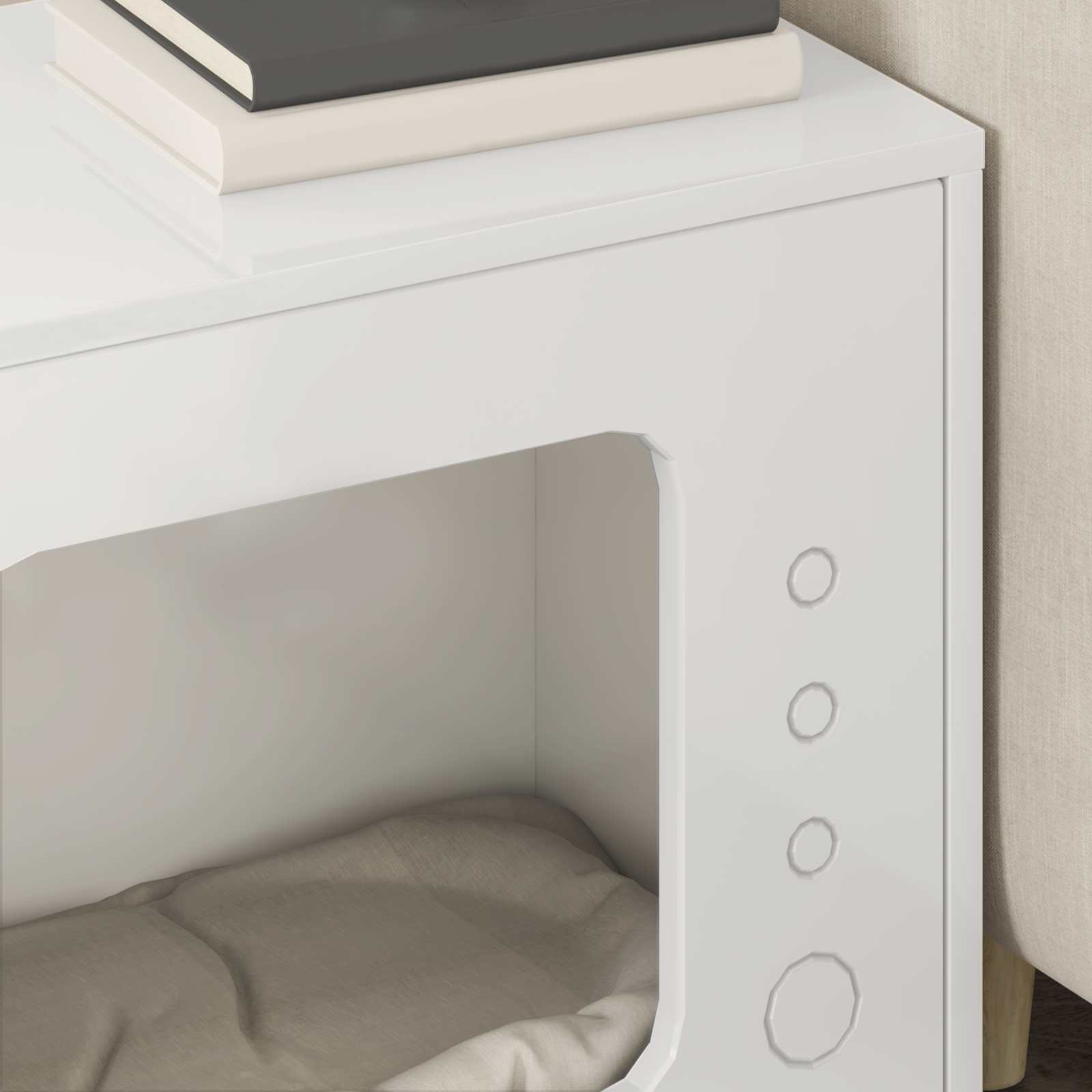 Kissatalo Kiiltävä Valkoinen 51 x 30 x 42 cm Tekninen puu - Image 4