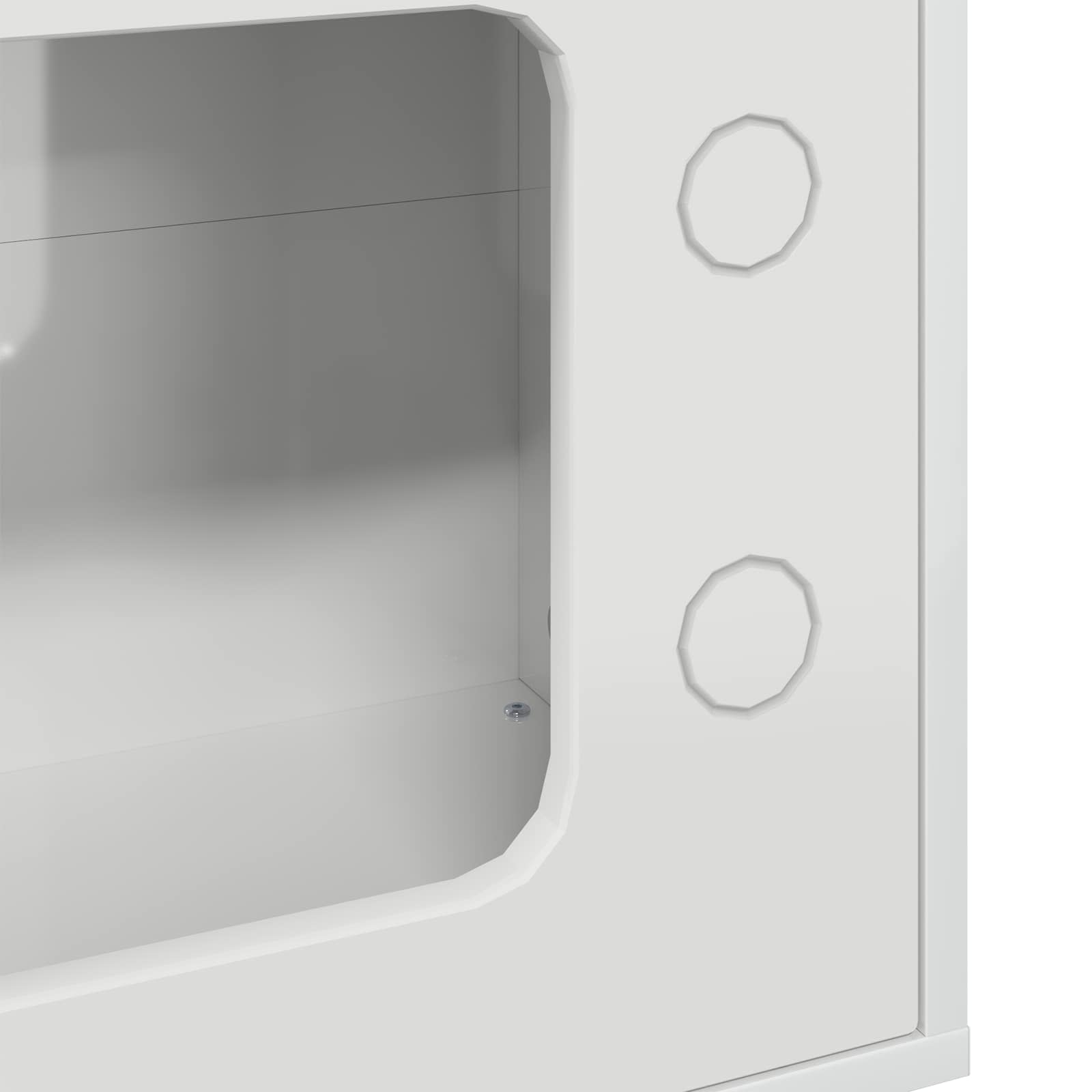 Kissatalo Kiiltävä Valkoinen 51 x 30 x 52 cm Tekninen puu - Image 8