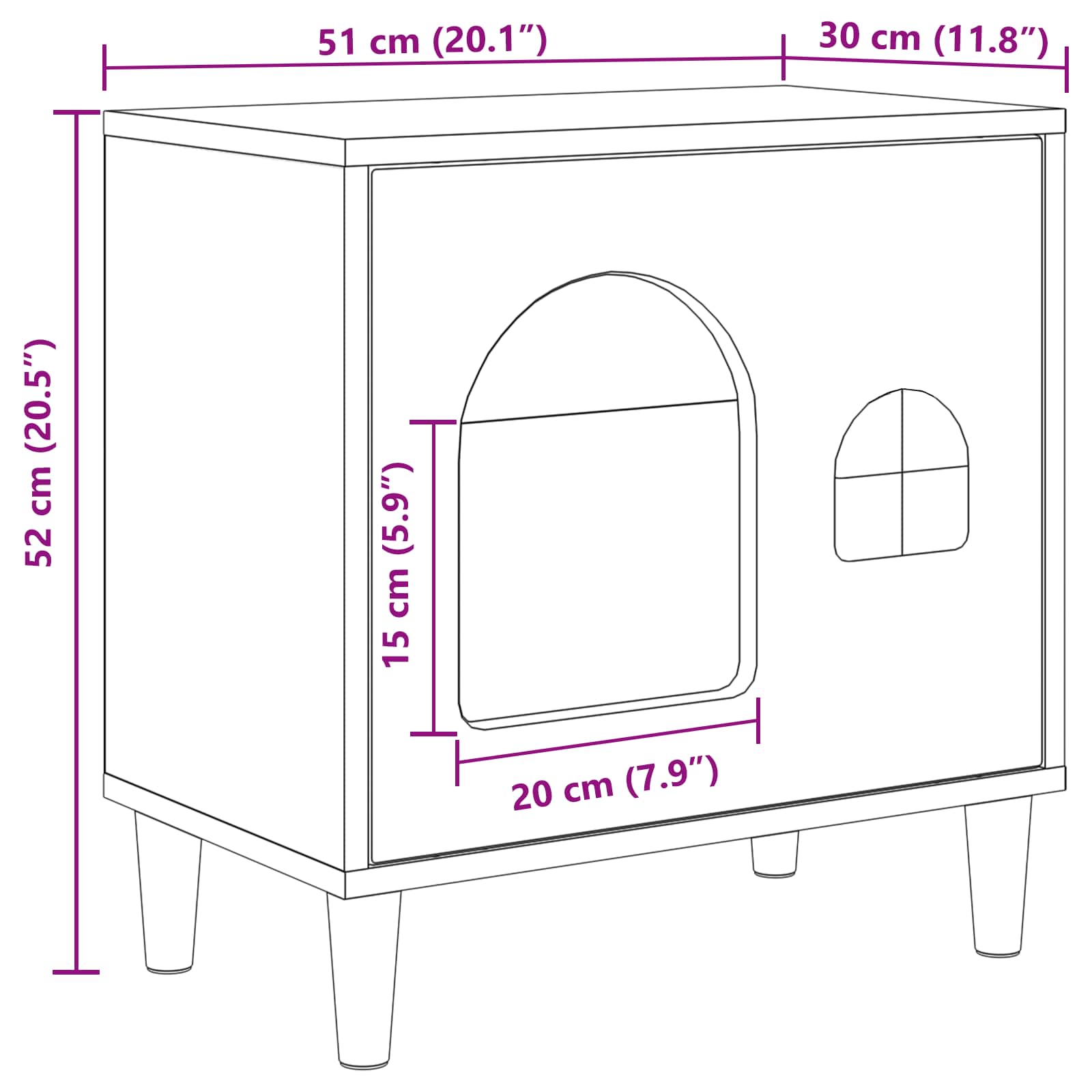 Kissatalo Musta 51 x 30 x 52 cm Tekninen puu - Image 11
