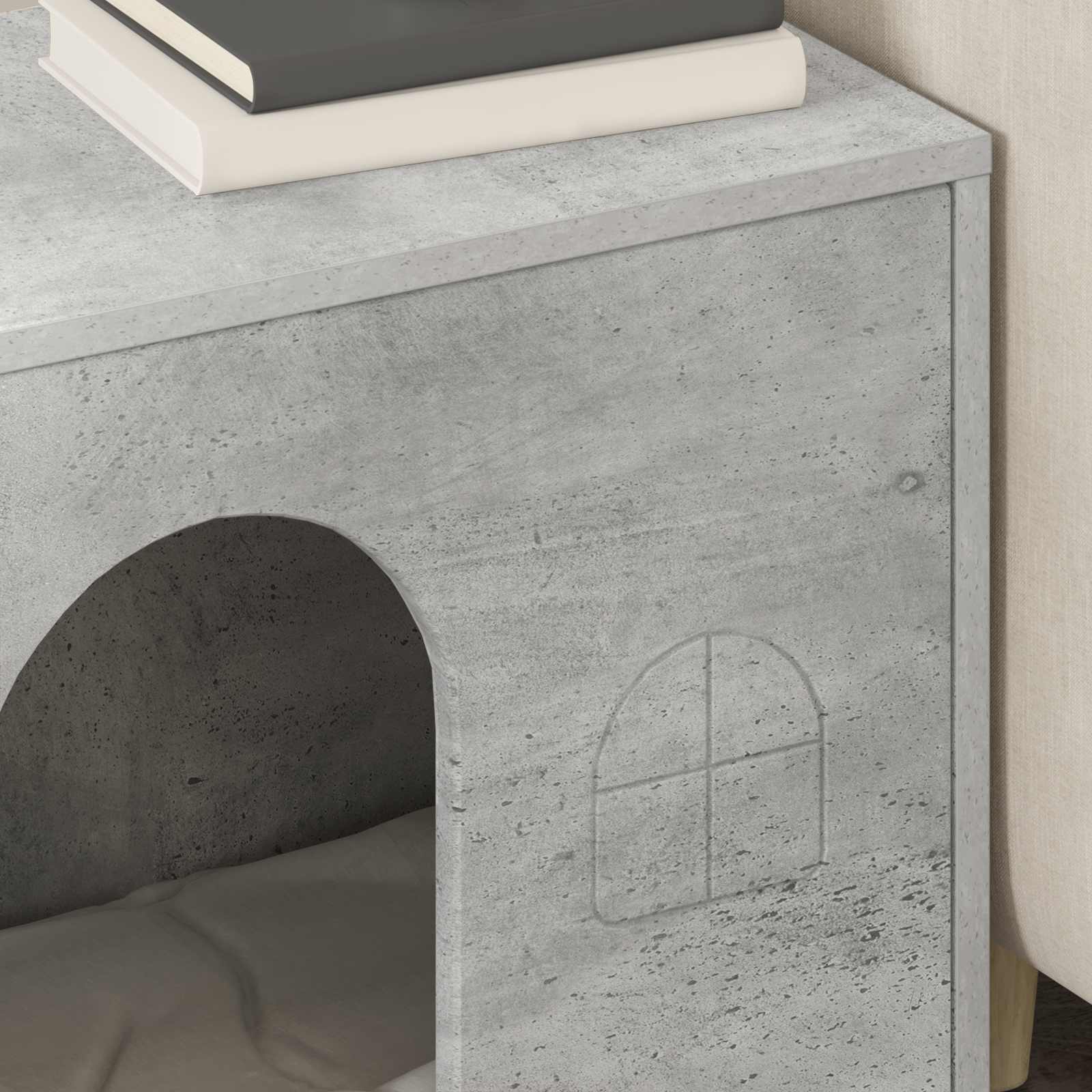 Kissatalo Betoni 51 x 30 x 52 cm Tekninen puu - Image 4