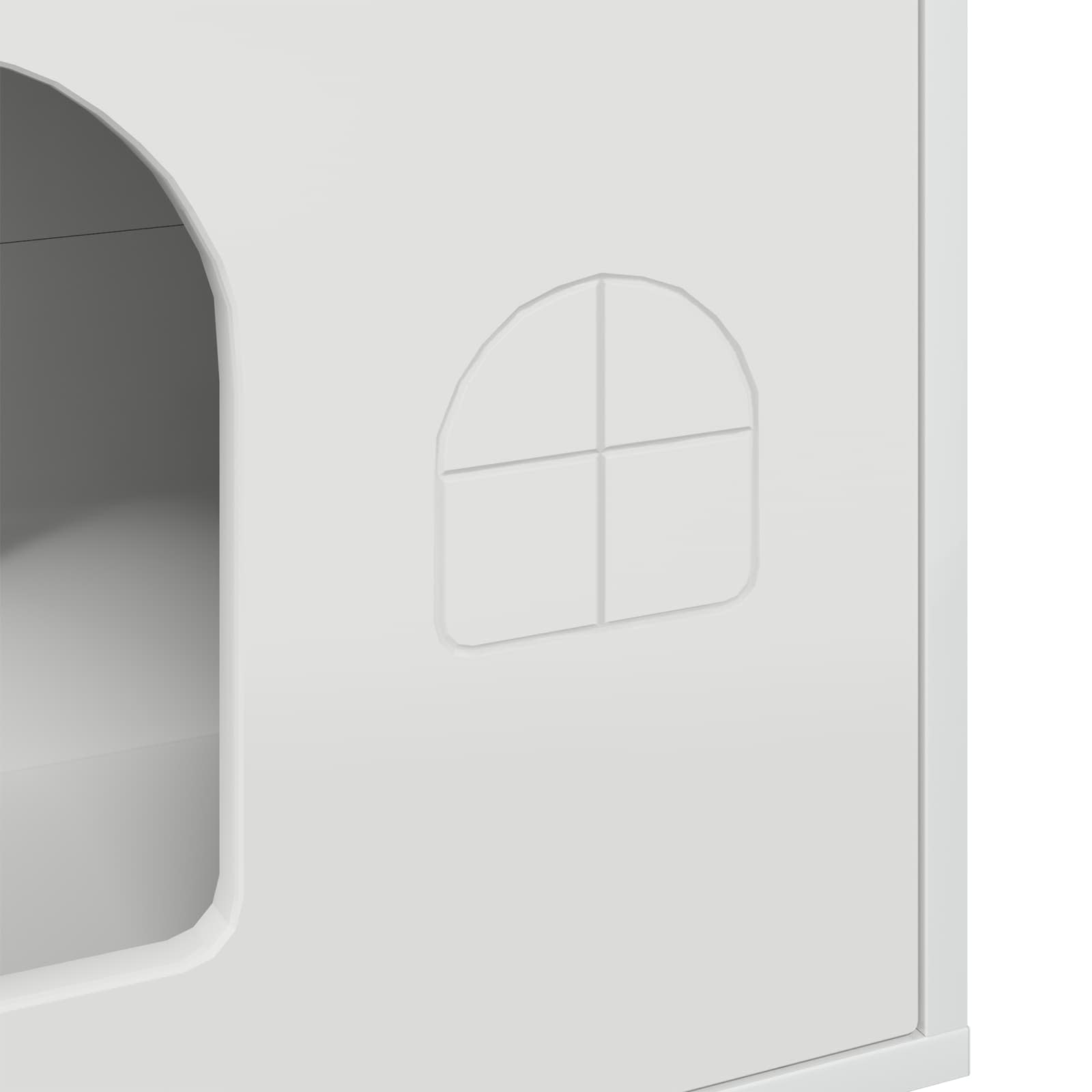 Kissatalo Kiiltävä Valkoinen 51 x 30 x 52 cm Tekninen puu - Image 8