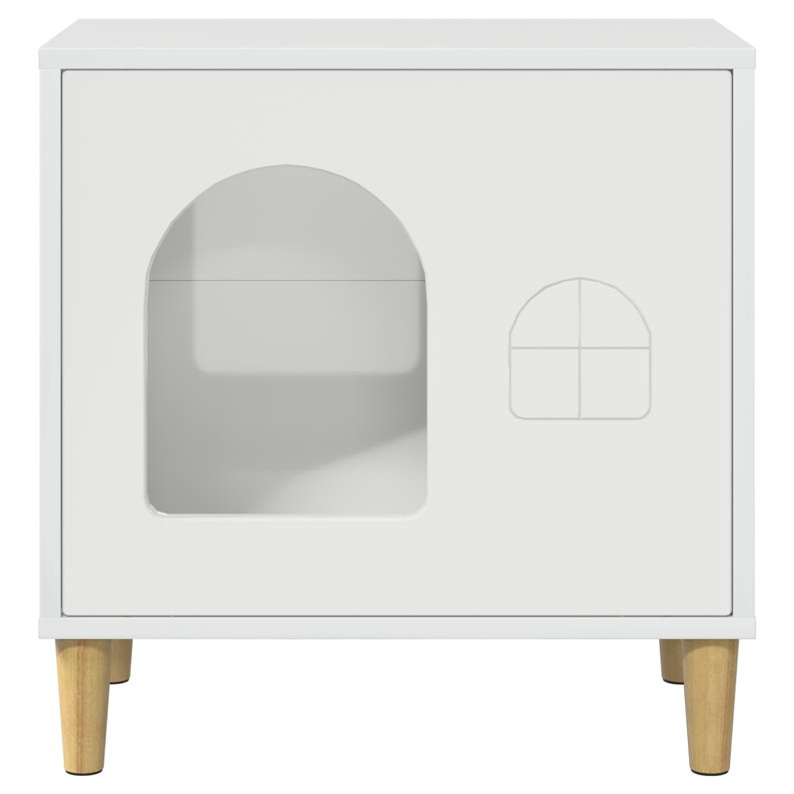 Kissatalo Kiiltävä Valkoinen 51 x 30 x 52 cm Tekninen puu - Image 5