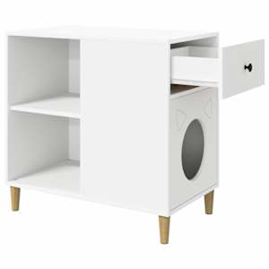 Kočičí dům Bílá 72 x 42.5 x 70 cm kompozitní dřevo - obrázek 5