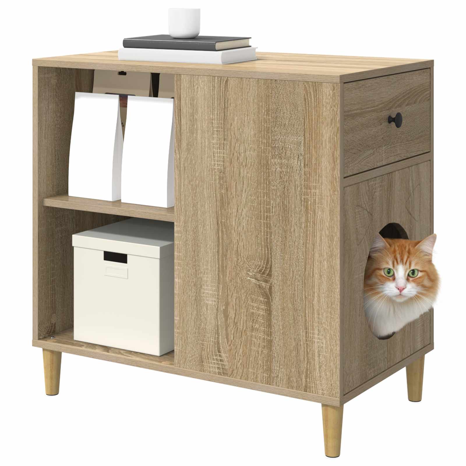 vidaXL Kattenhuis Sonoma 72 x 42,5 x 70 cm Bewerkt hout