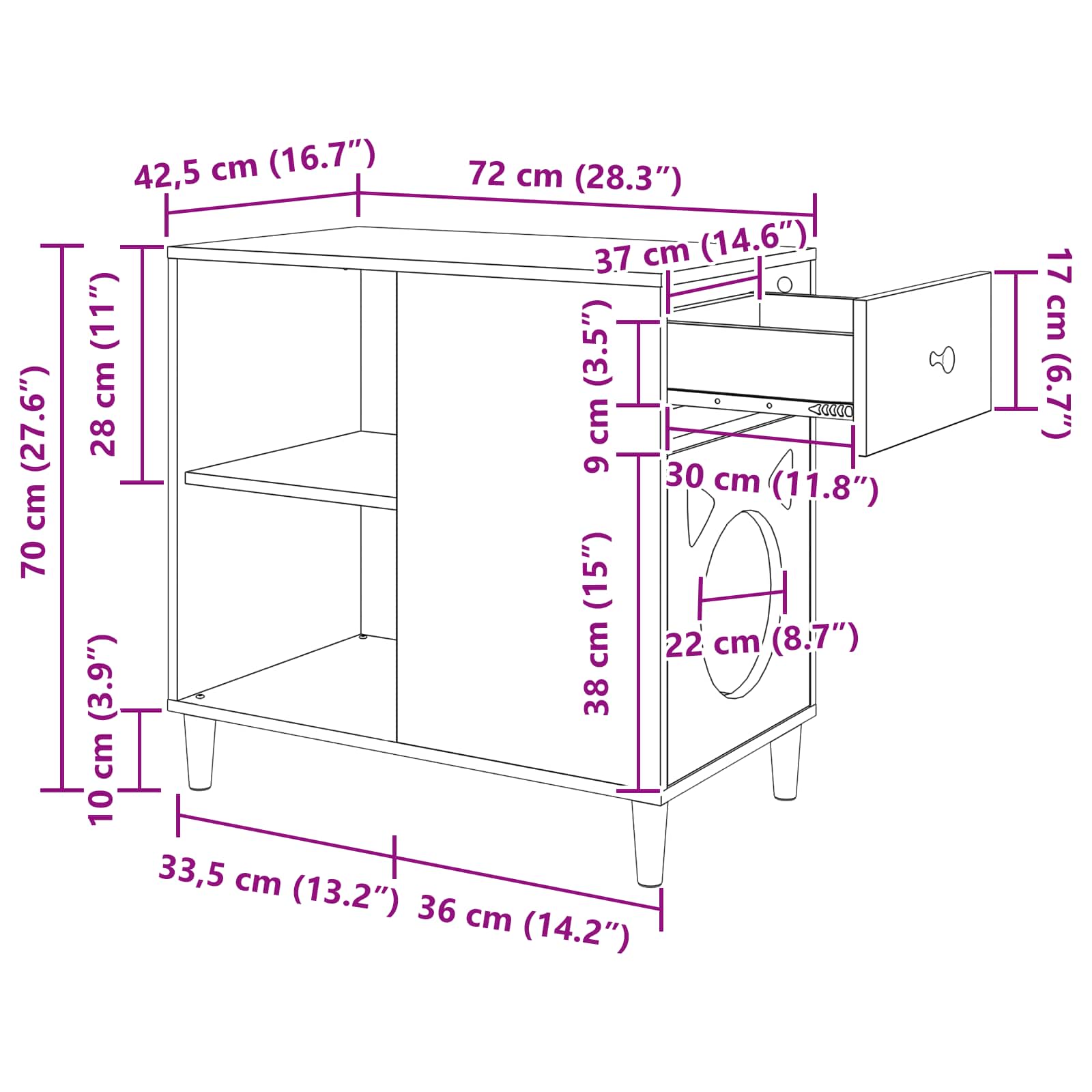 Kattenhuis Sonoma 72 x 42,5 x 70 cm Bewerkt hout image 13