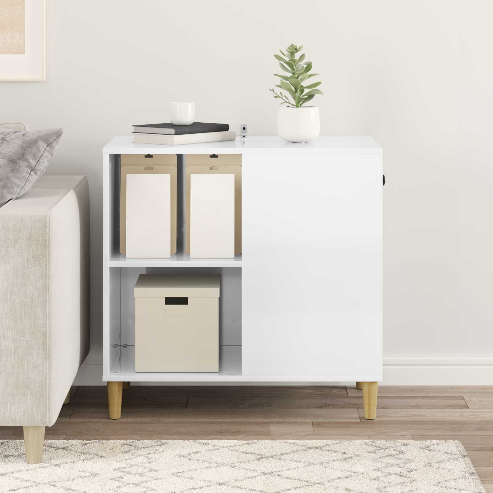 Kissatalo Kiiltävä Valkoinen 72 x 42.5 x 70 cm Tekninen puu - Image 4