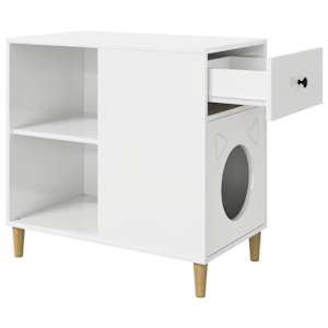 Kočičí dům Lesklá Bílá 72 x 42.5 x 70 cm kompozitní dřevo - obrázek 5