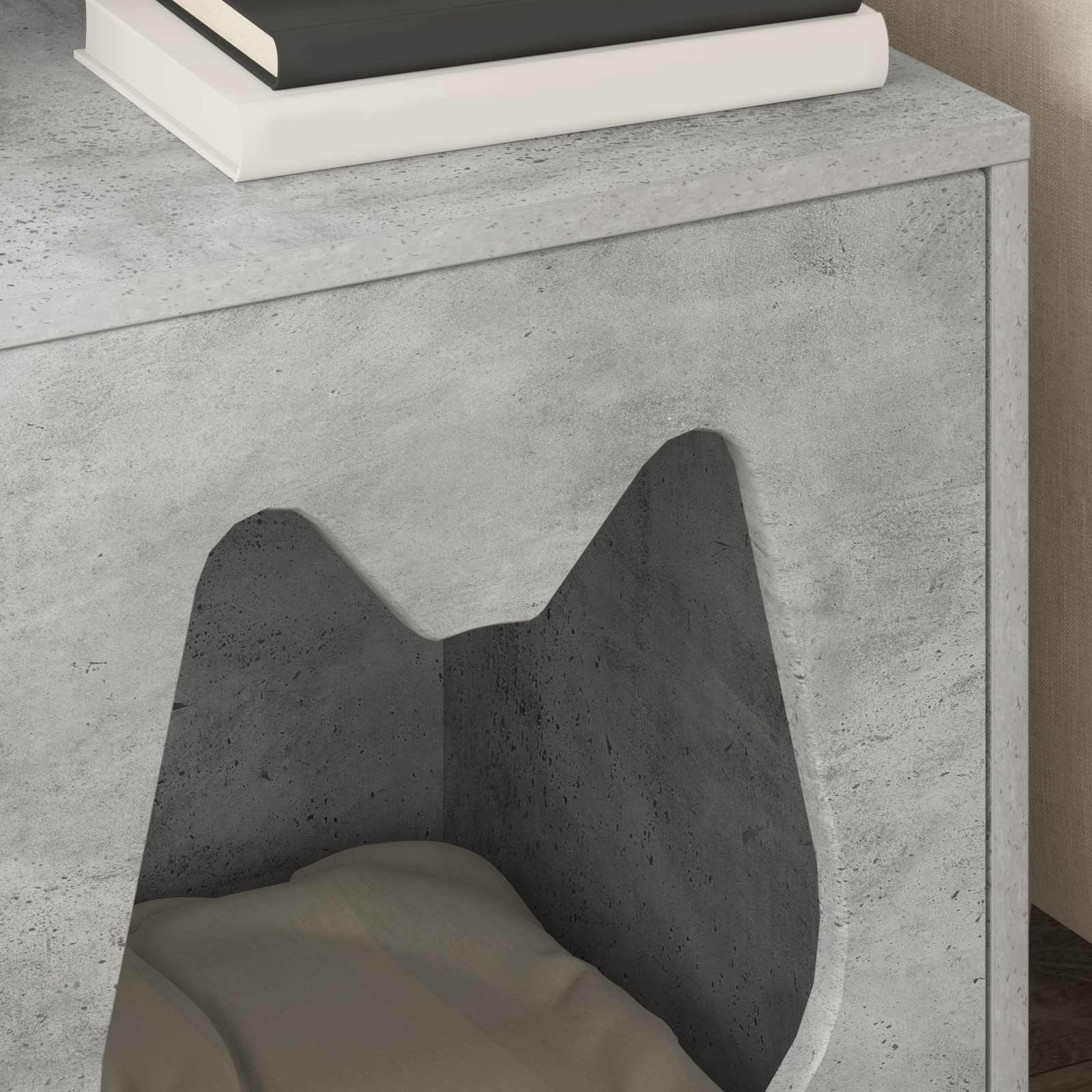 Kattenhuis Beton 42,5 x 40 x 53,5 cm Bewerkt hout image 4
