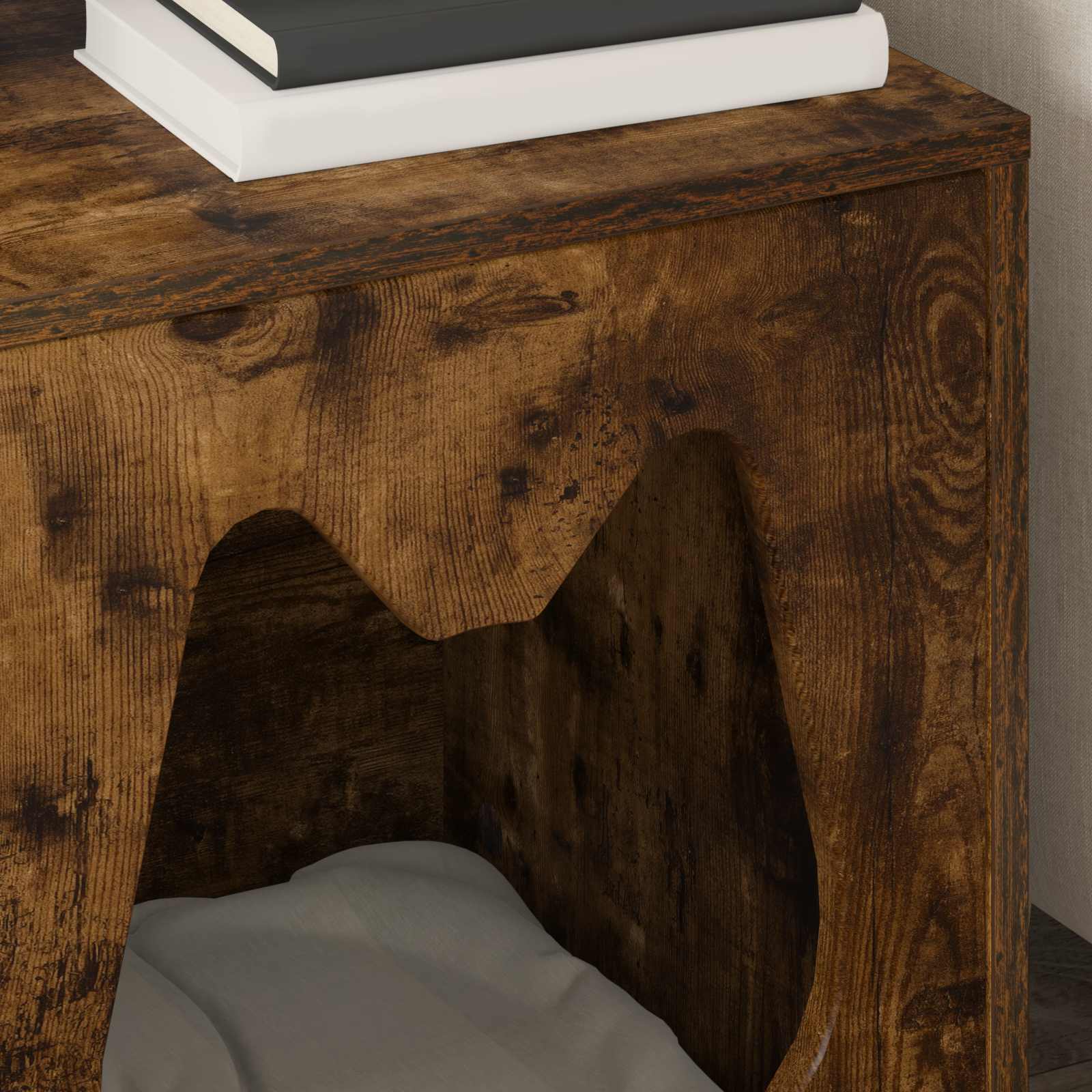 Kattenhuis Gerookt eiken 42,5 x 40 x 52,5 cm Bewerkt hout image 4