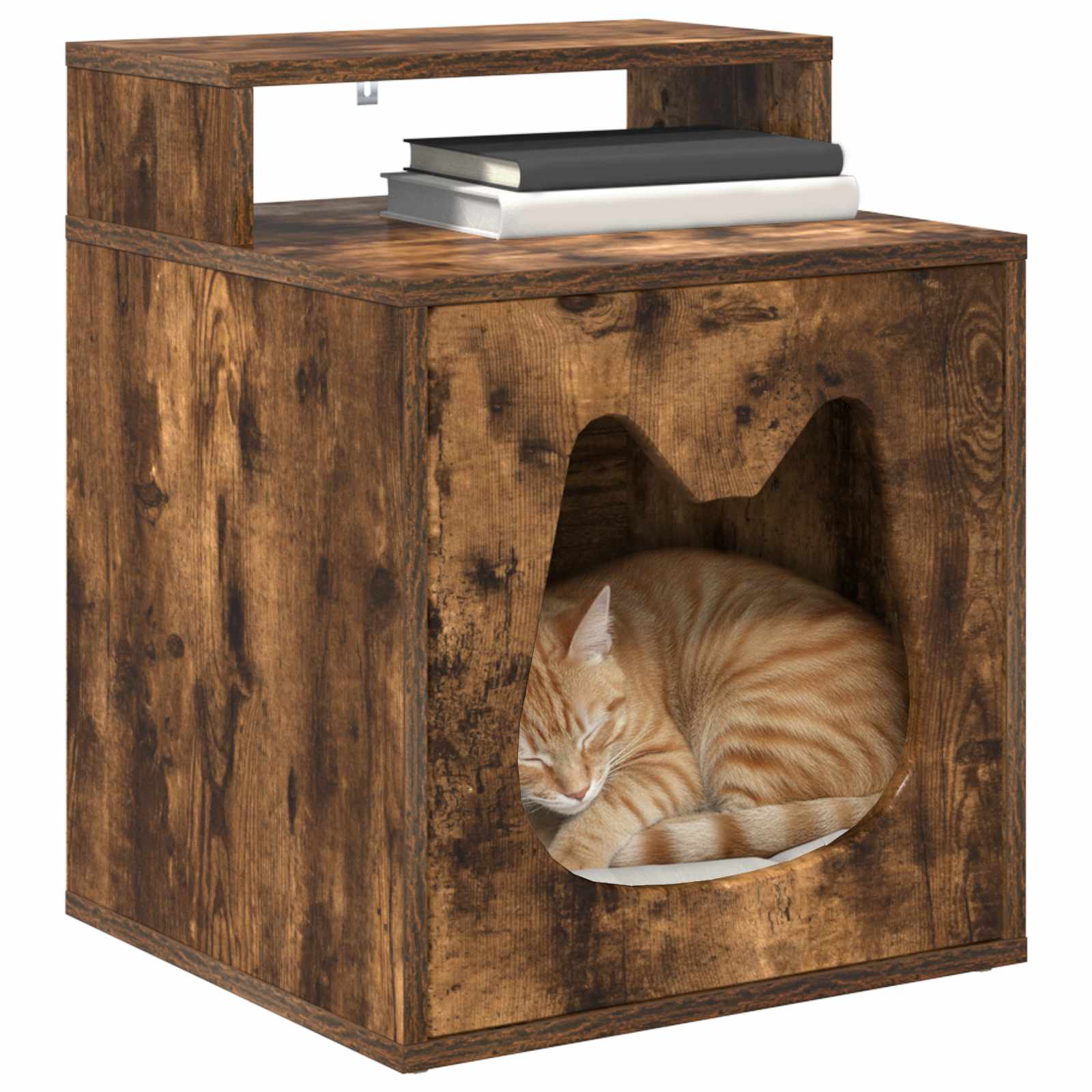 vidaXL Kattenhuis Gerookt eiken 42,5 x 40 x 52,5 cm Bewerkt hout