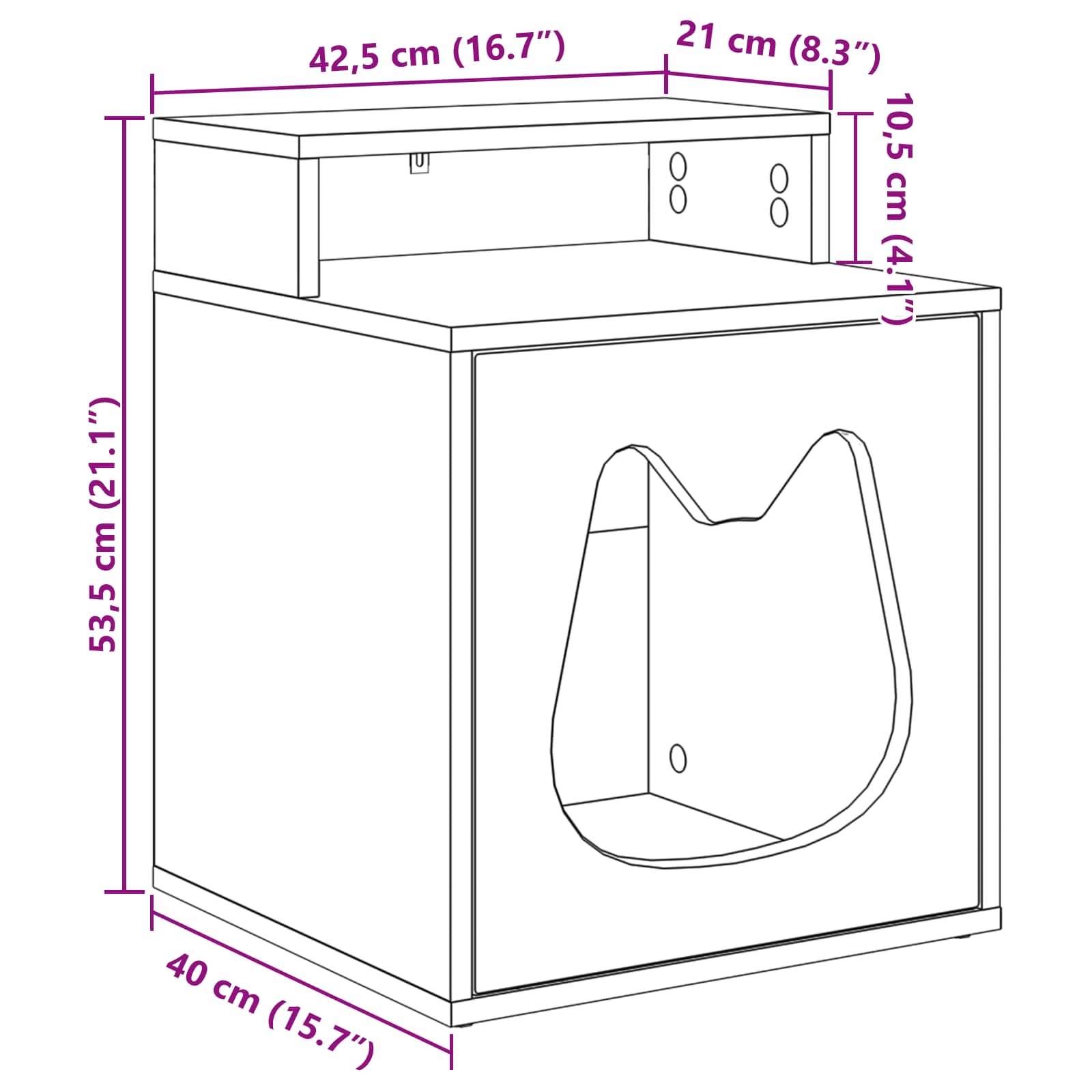 Kattenhuis Oudhout 42,5 x 40 x 52,5 cm Bewerkt hout image 11
