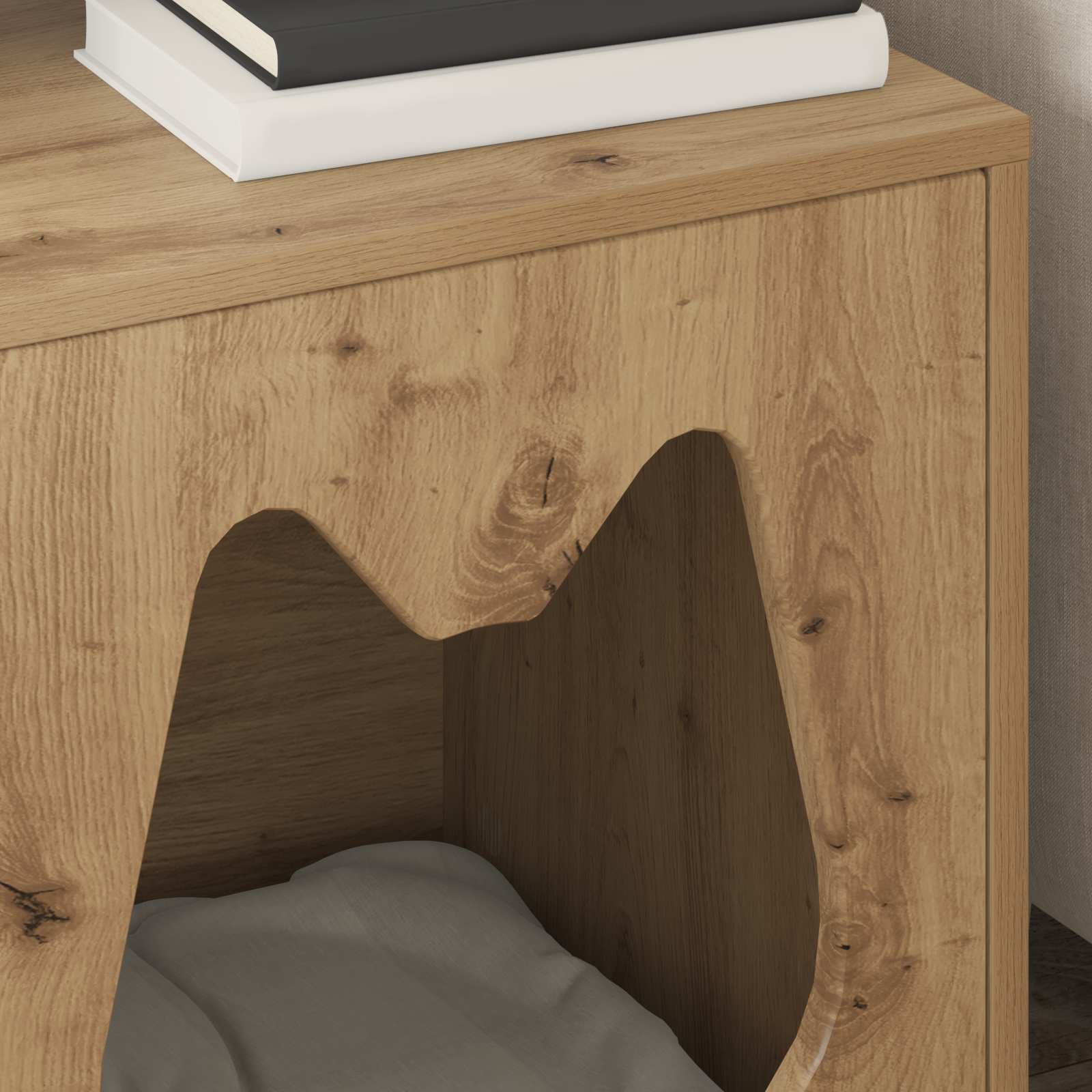 Kattenhuis Ambachtelijk eiken 42,5 x 40 x 52,5 cm Bewerkt hout image 4