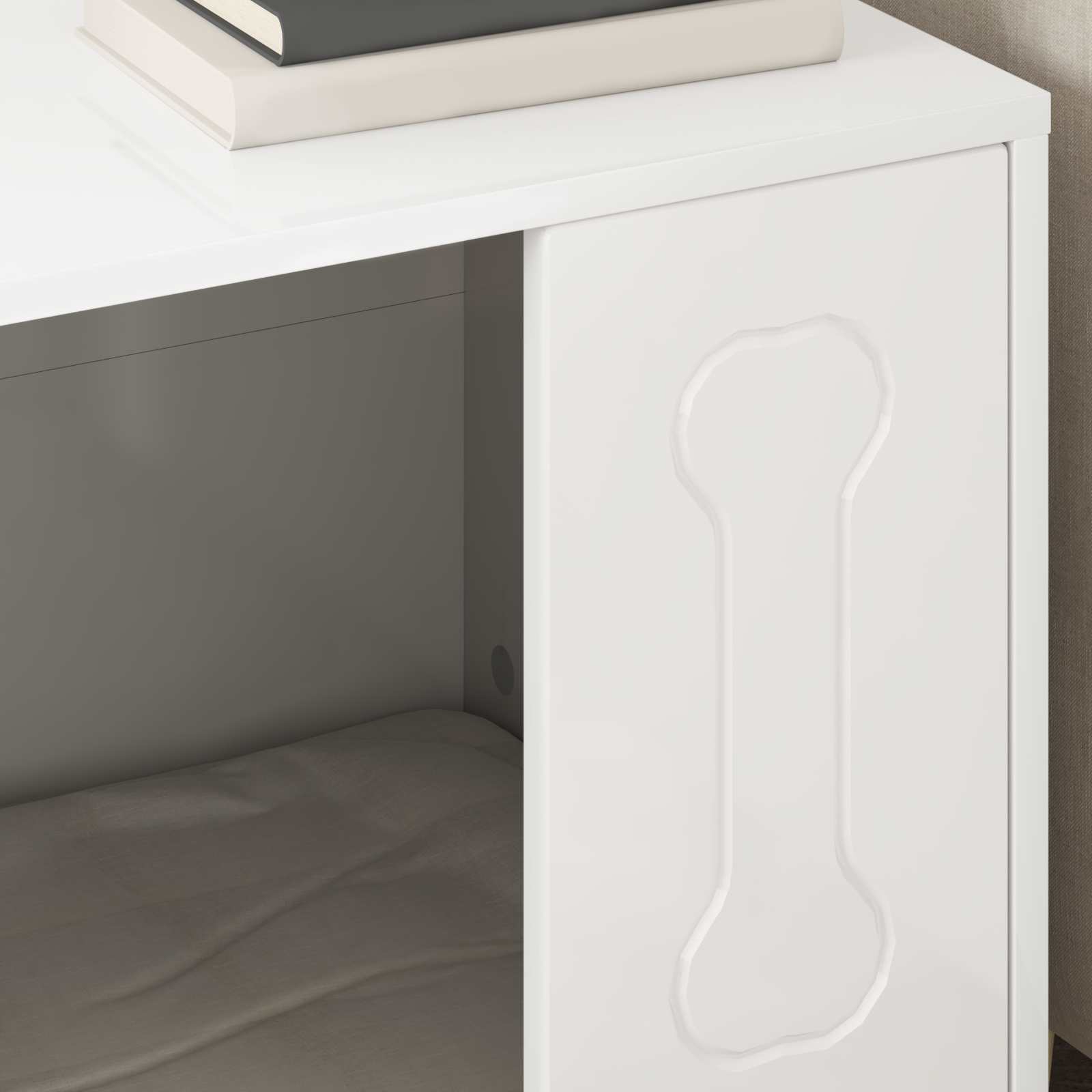 Hondenhuis Glanzend Wit 44 x 42 x 49 cm Bewerkt hout image 4