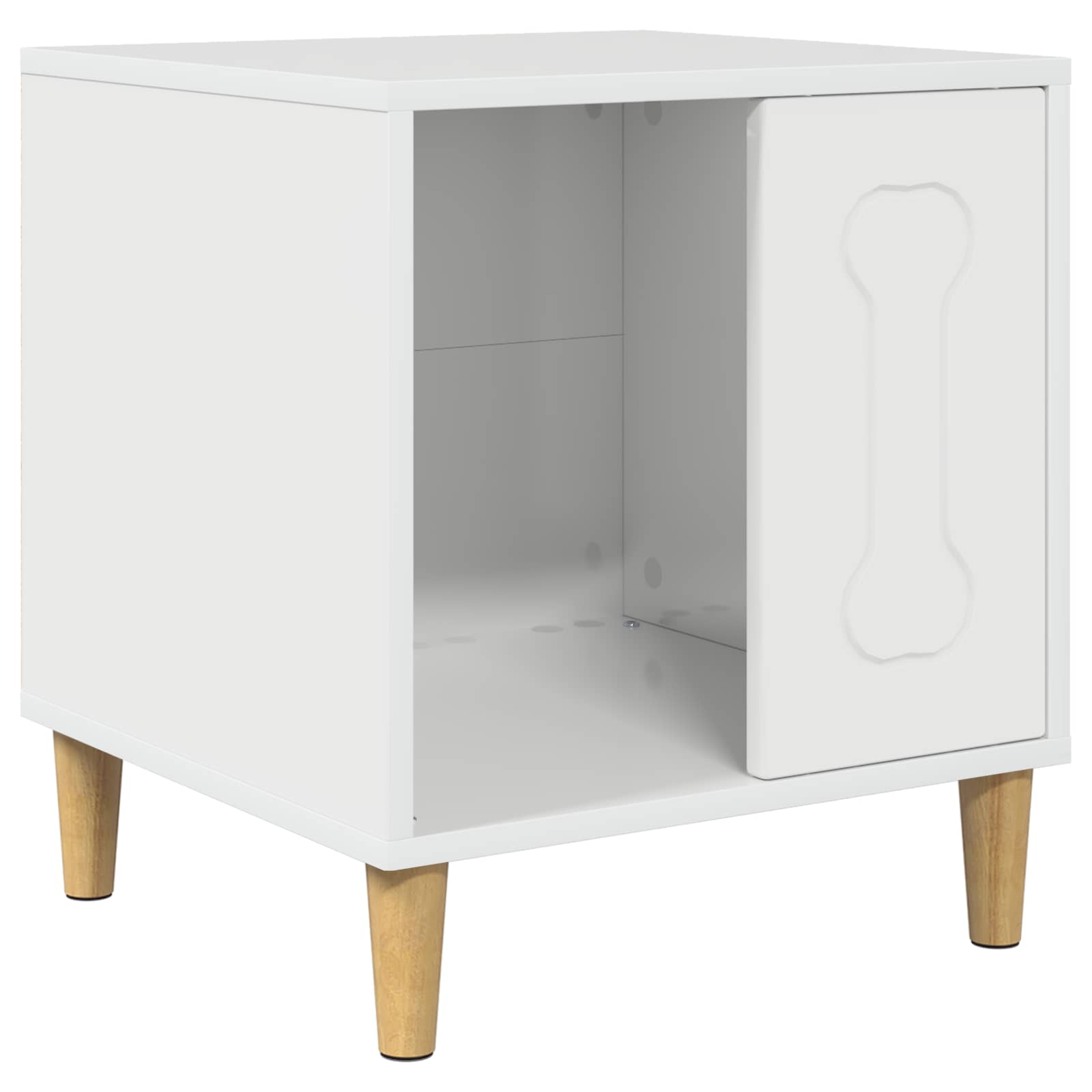 Hondenhuis Glanzend Wit 44 x 42 x 49 cm Bewerkt hout image 2