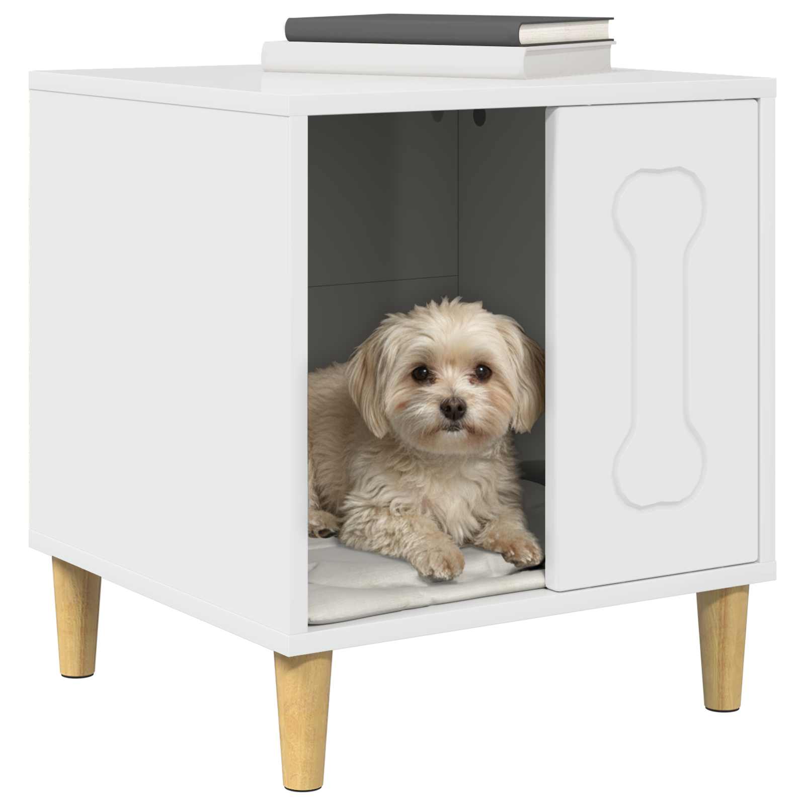 Hondenhuis Glanzend Wit 44 x 42 x 49 cm Bewerkt hout image 3