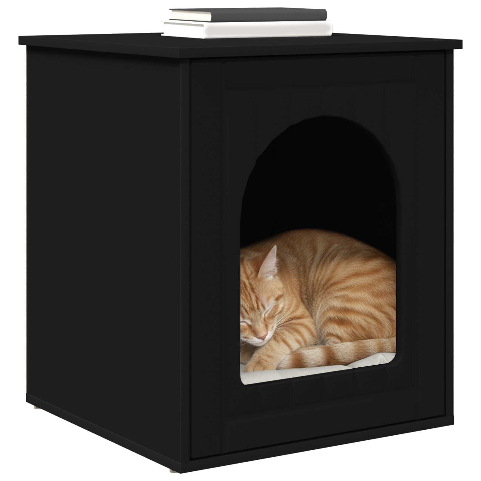 vidaXL Kattenhuis Zwart 53 x 52 x 62 cm Bewerkt hout