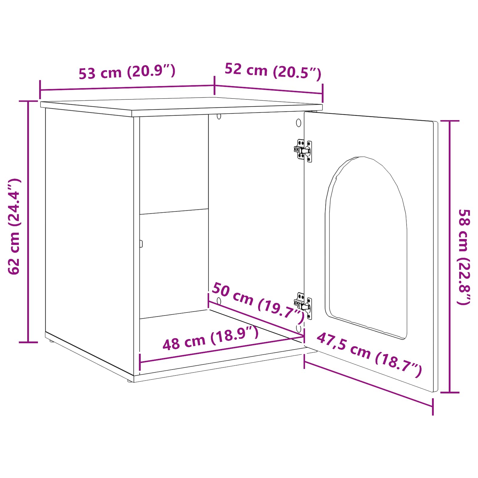 Kattenhuis Zwart 53 x 52 x 62 cm Bewerkt hout image 13