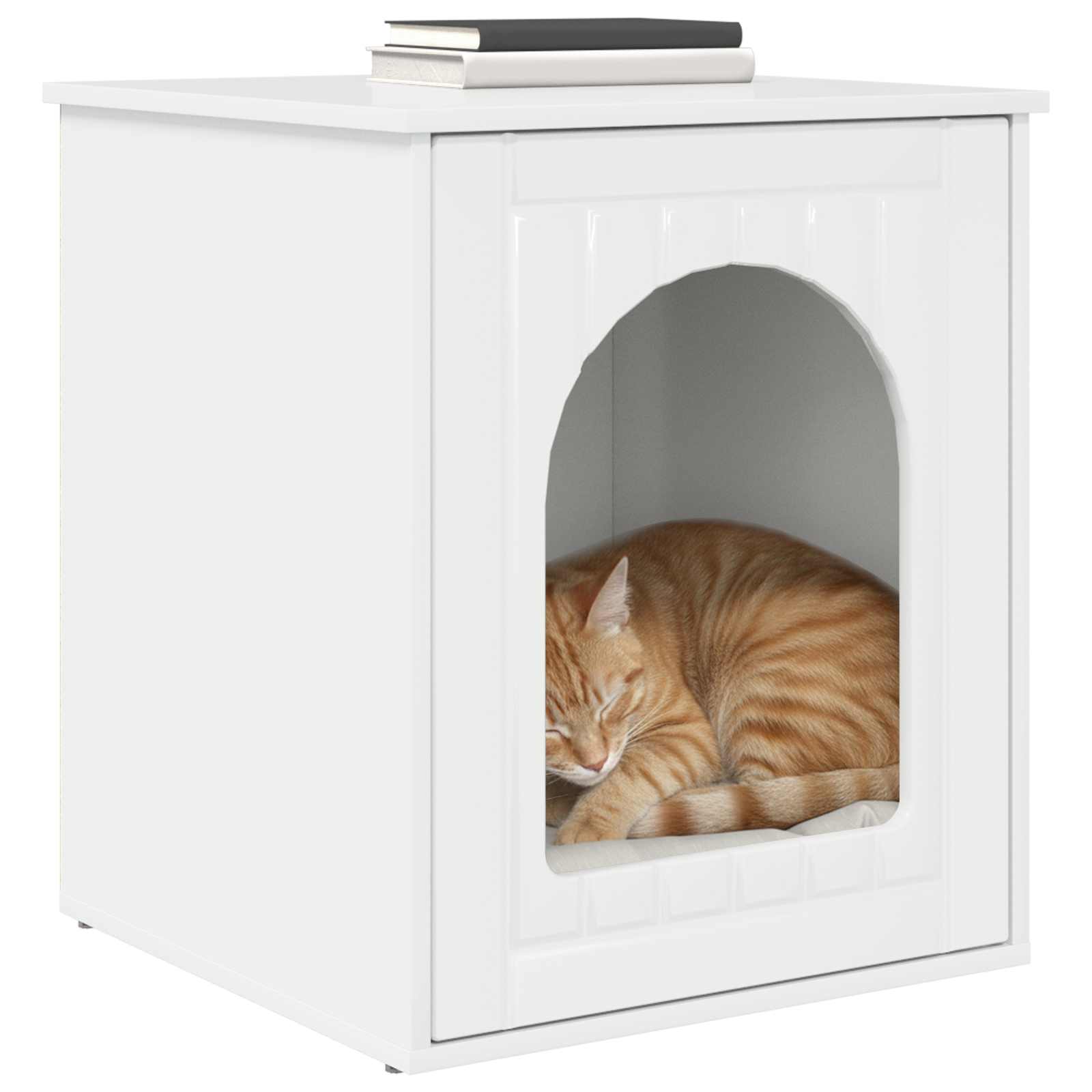 vidaXL Kattenhuis Glanzend Wit 53 x 52 x 62 cm Bewerkt hout