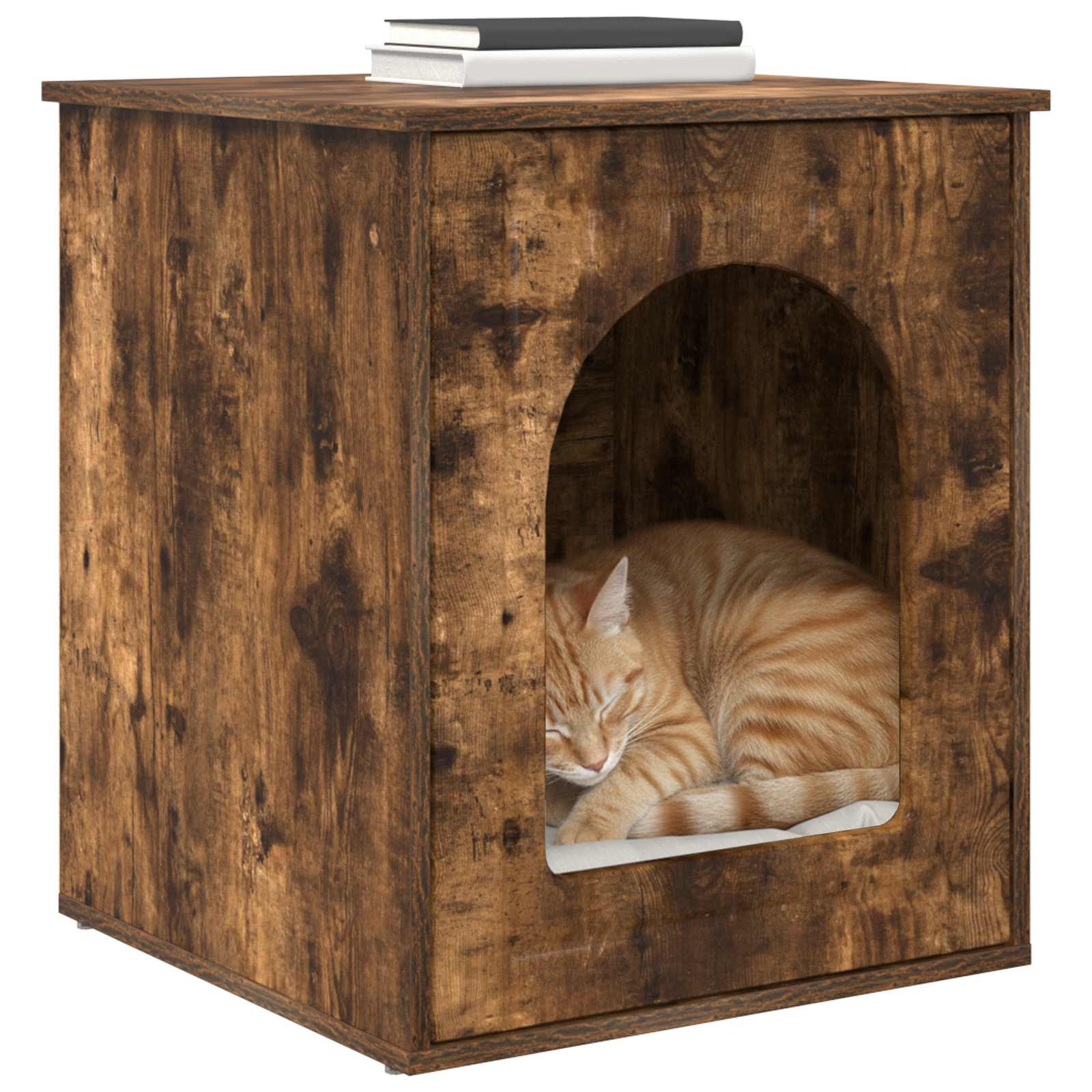 vidaXL Kattenhuis Gerookt eiken 53 x 52 x 62 cm Bewerkt hout