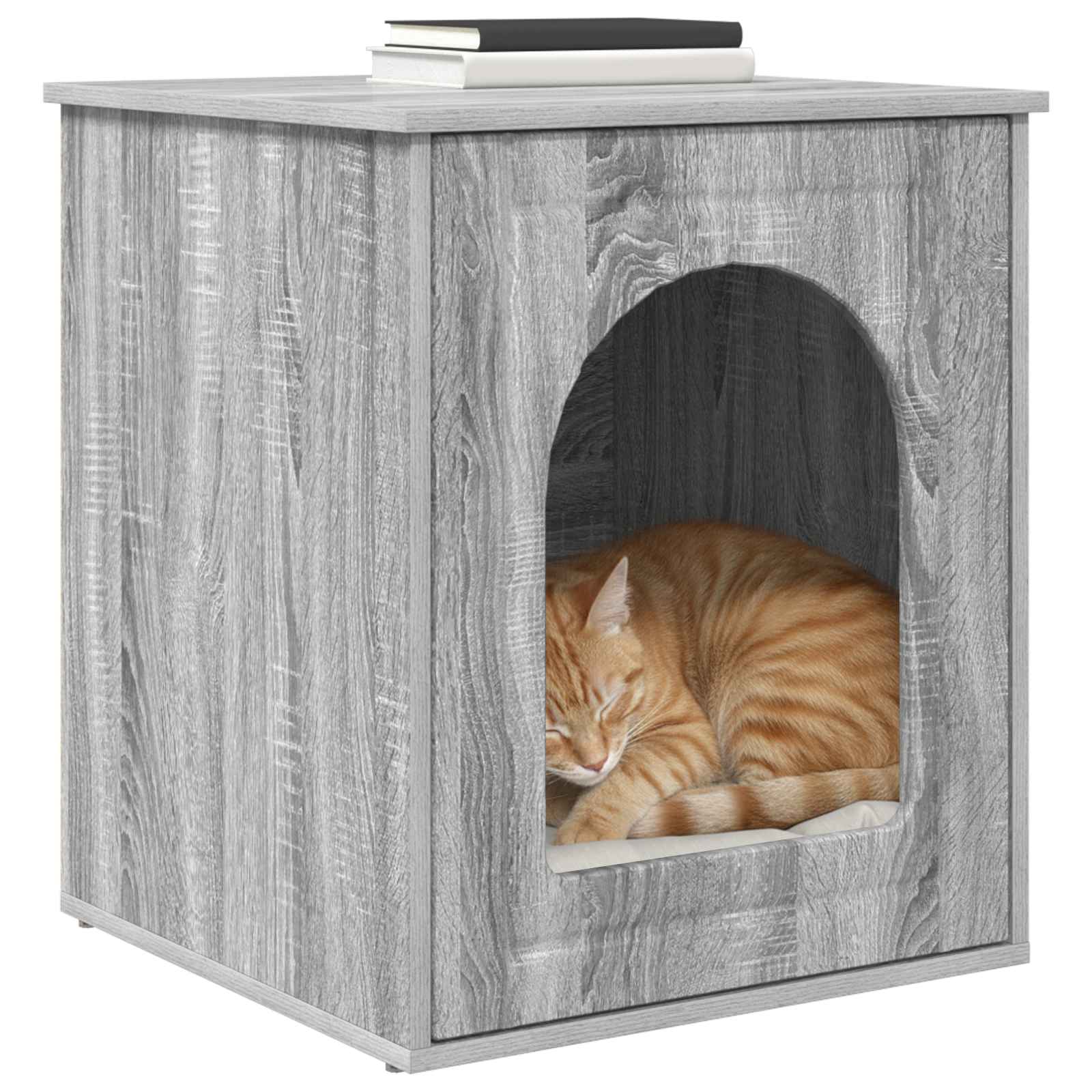 vidaXL Kattenhuis Grijs Sonoma 53 x 52 x 62 cm Bewerkt hout