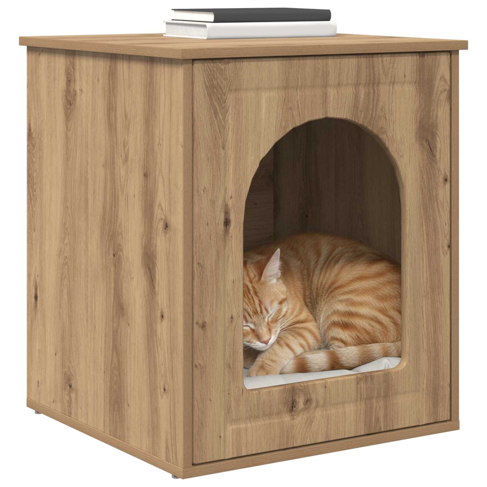 vidaXL Kattenhuis Ambachtelijk eiken 53 x 52 x 62 cm Bewerkt hout