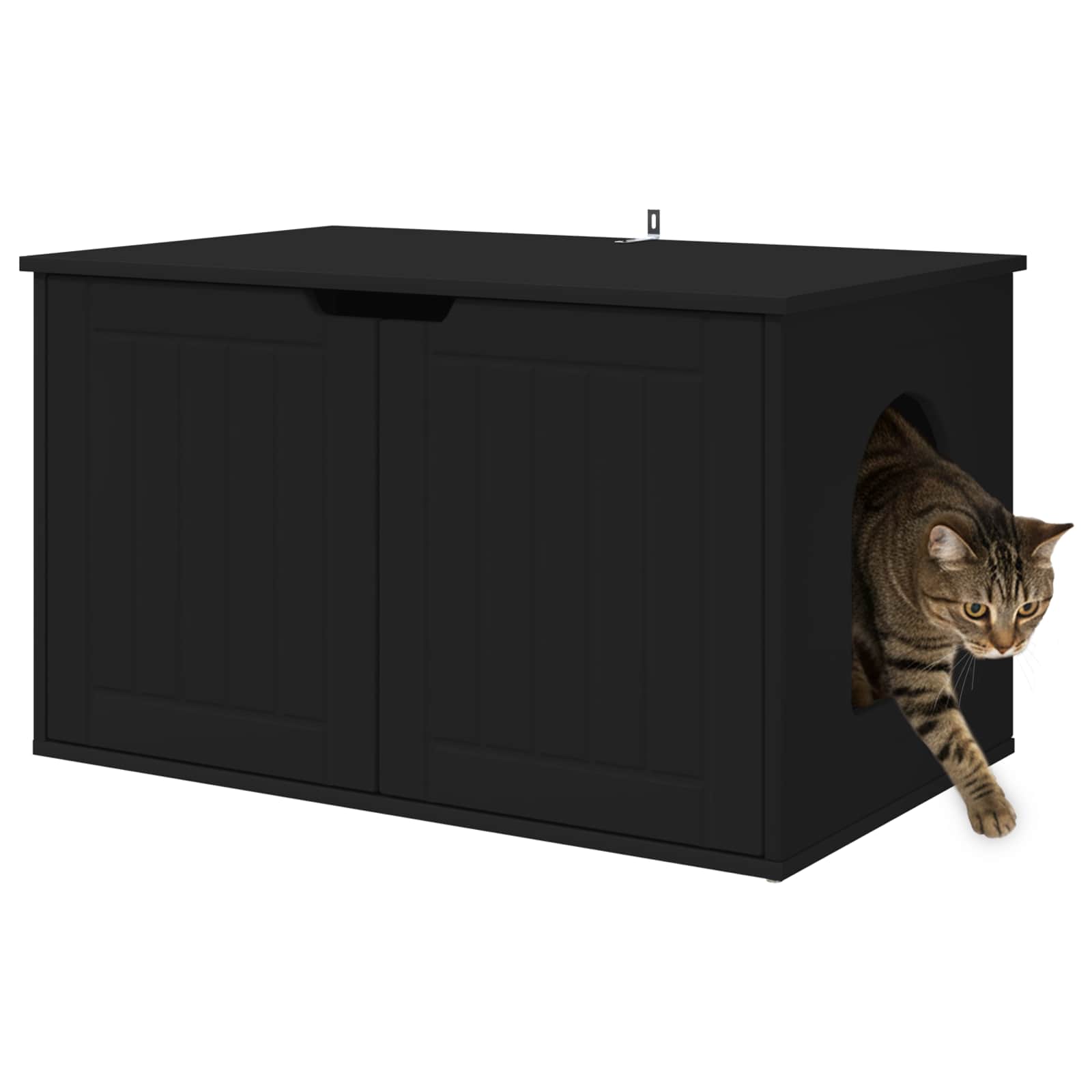 vidaXL Kattenhuis Zwart 85 x 55 x 53,5 cm Bewerkt hout