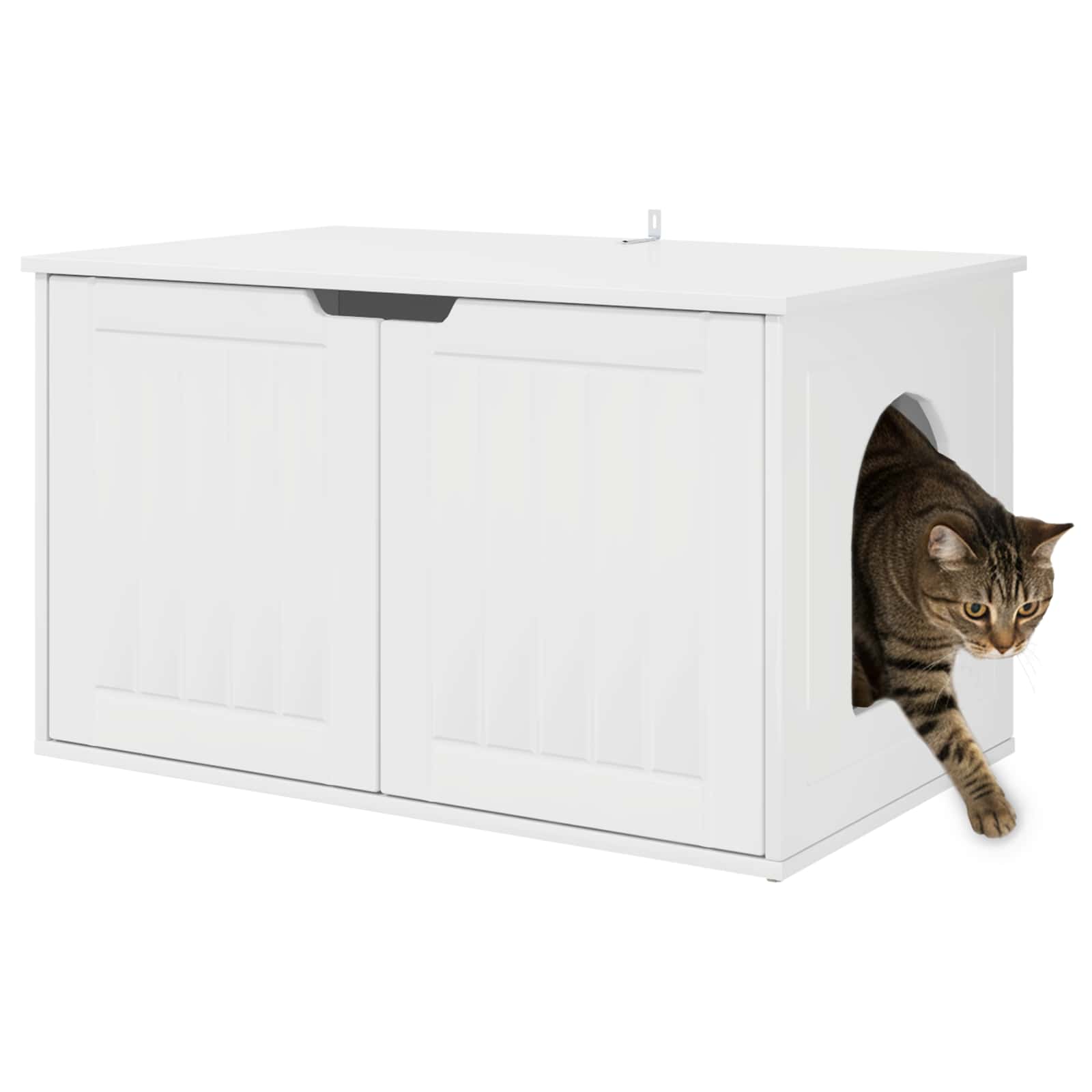 vidaXL Kattenhuis Glanzend Wit 85 x 55 x 53,5 cm Bewerkt hout
