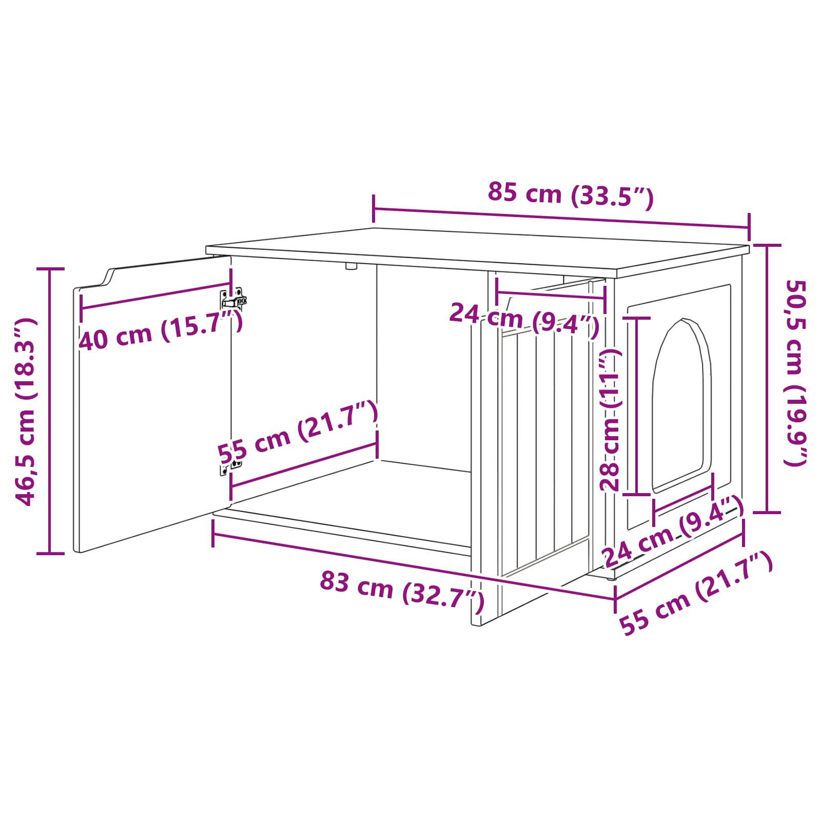Kattenhuis Gerookt eiken 85 x 55 x 50,5 cm Bewerkt hout image 13