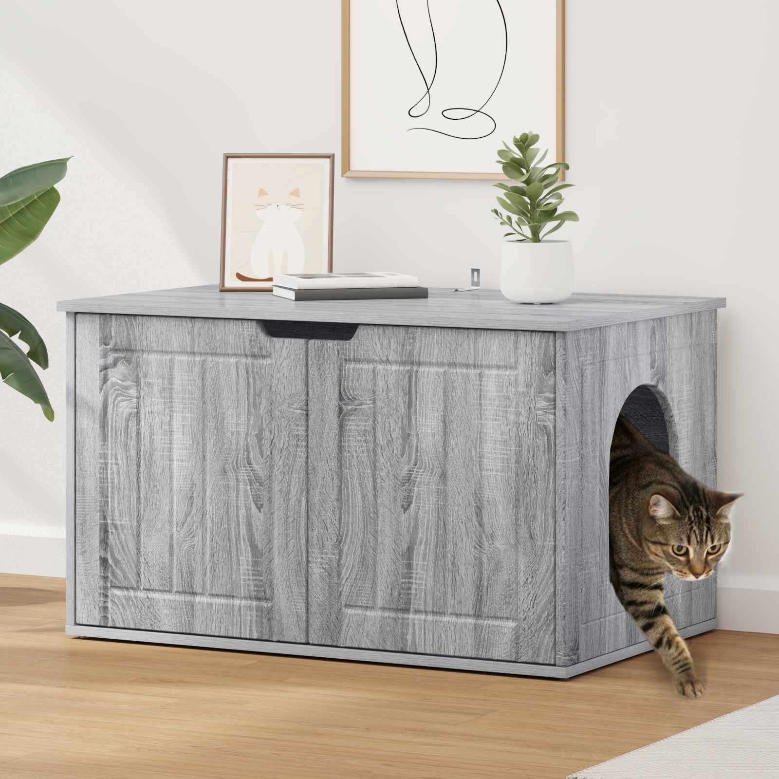 vidaXL Katzenhaus Graues Sonoma 85 x 55 x 50,5 cm Holzwerkstoff