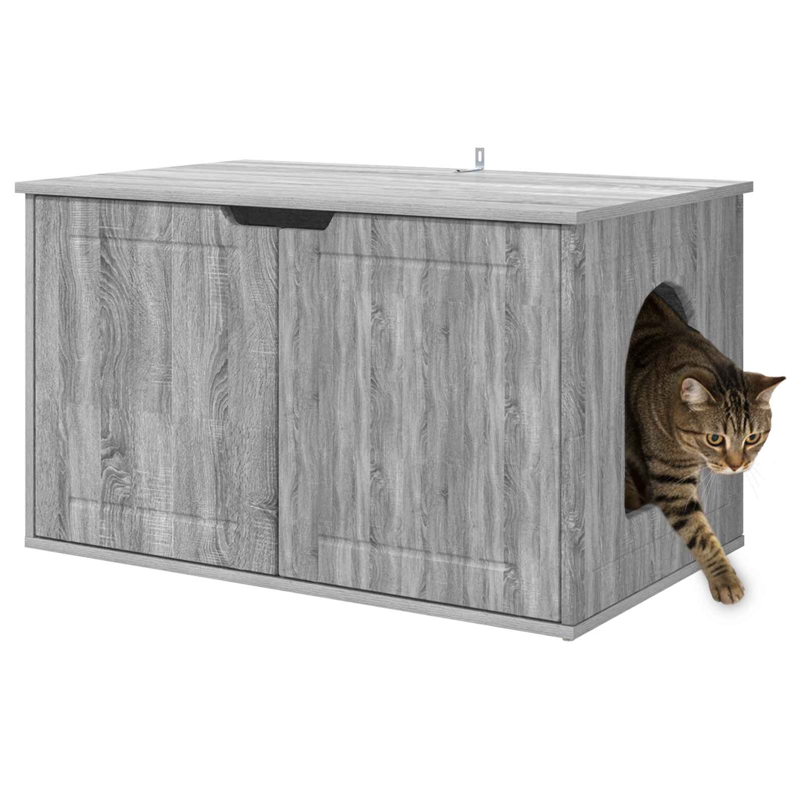 vidaXL Kattenhuis Grijs Sonoma 85 x 55 x 53,5 cm Bewerkt hout