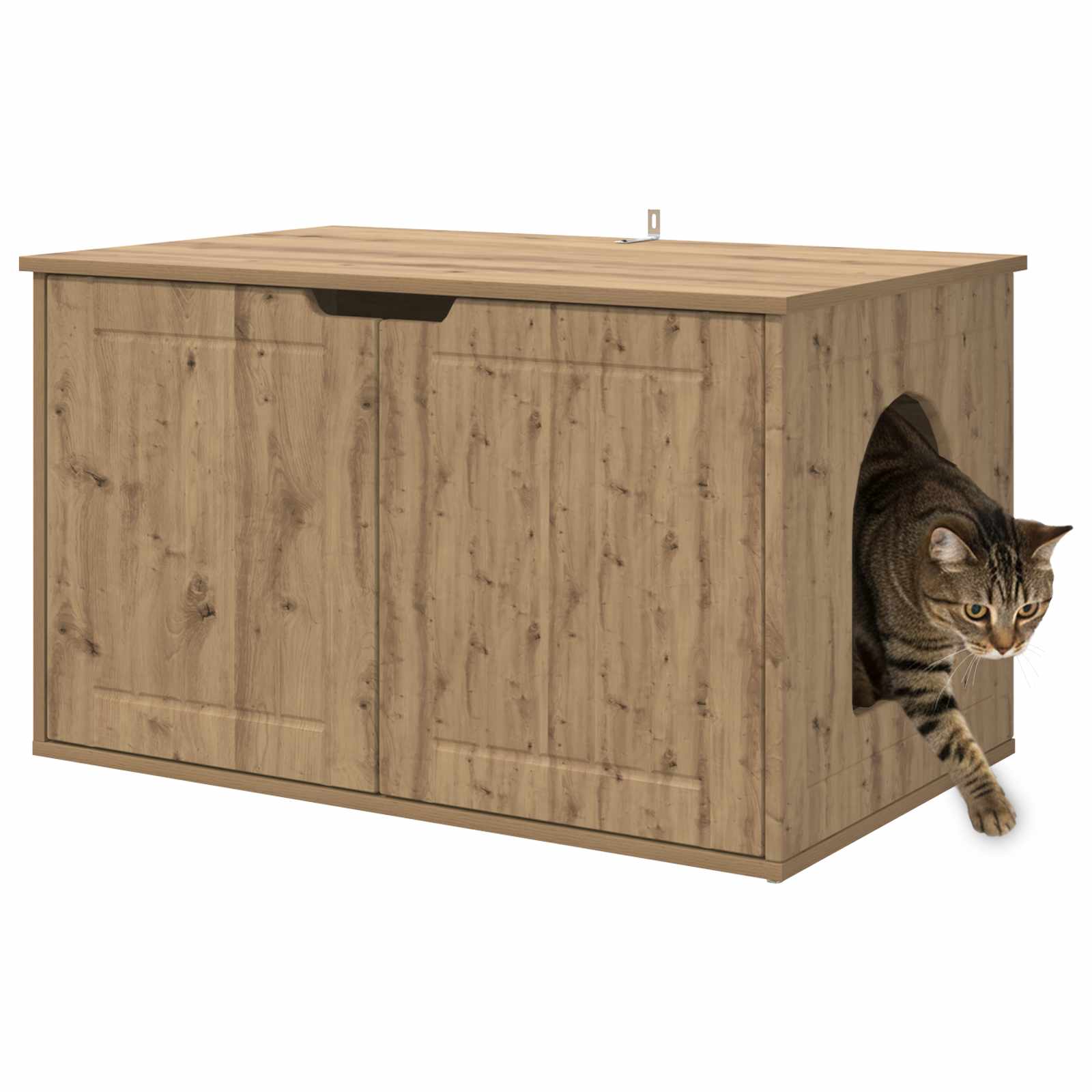 vidaXL Kattenhuis Ambachtelijk eiken 85 x 55 x 53,5 cm Bewerkt hout