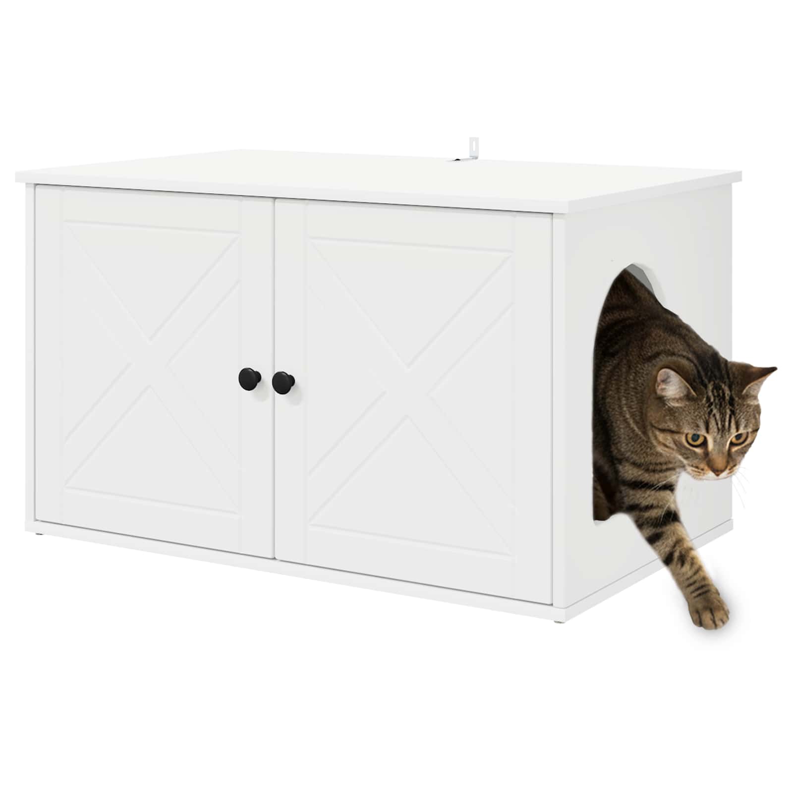 vidaXL Kattenhuis Wit 85 x 55 x 50,5 cm Bewerkt hout
