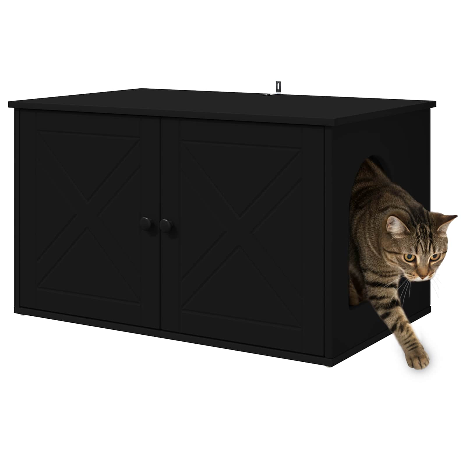 vidaXL Kattenhuis Zwart 85 x 55 x 50,5 cm Bewerkt hout